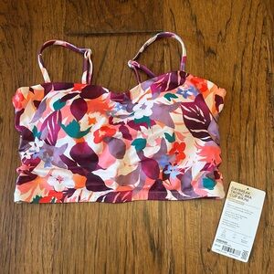 NWT Athleta Floral Bikini Top in Purple and Pink 34 D/DD